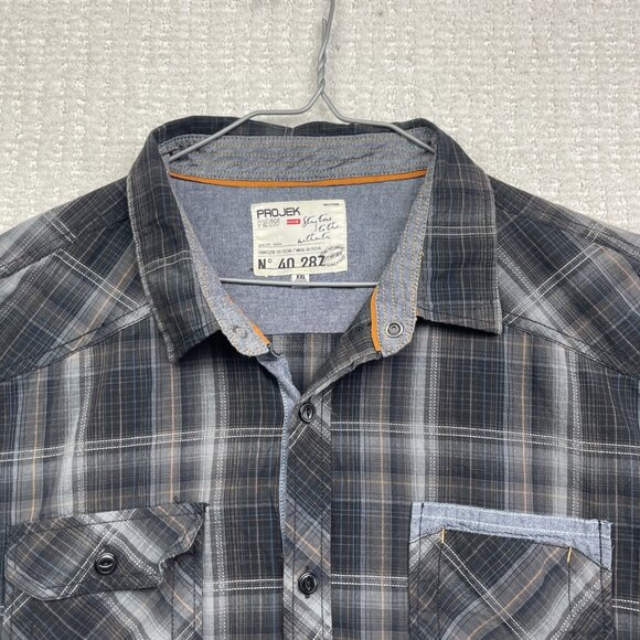Y2K Projek Raw Button Down Shirt Men’s Sz 2XL Gray Long Sleeve Casual Streetwear - Picture 2 of 13